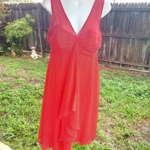 Women's Teatro Red Ruffle Dress V-neck Size 8 NWT